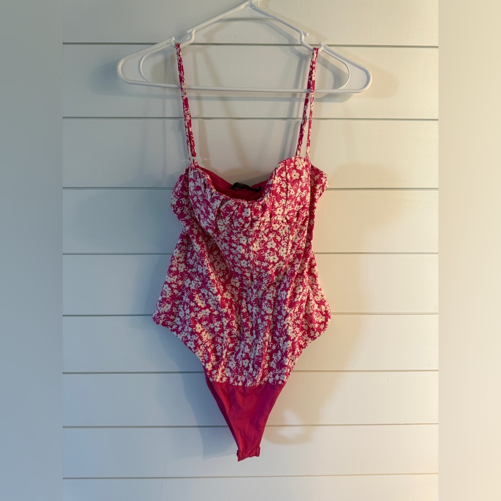 Zara NWT Pink Corset Bodysuit Size S